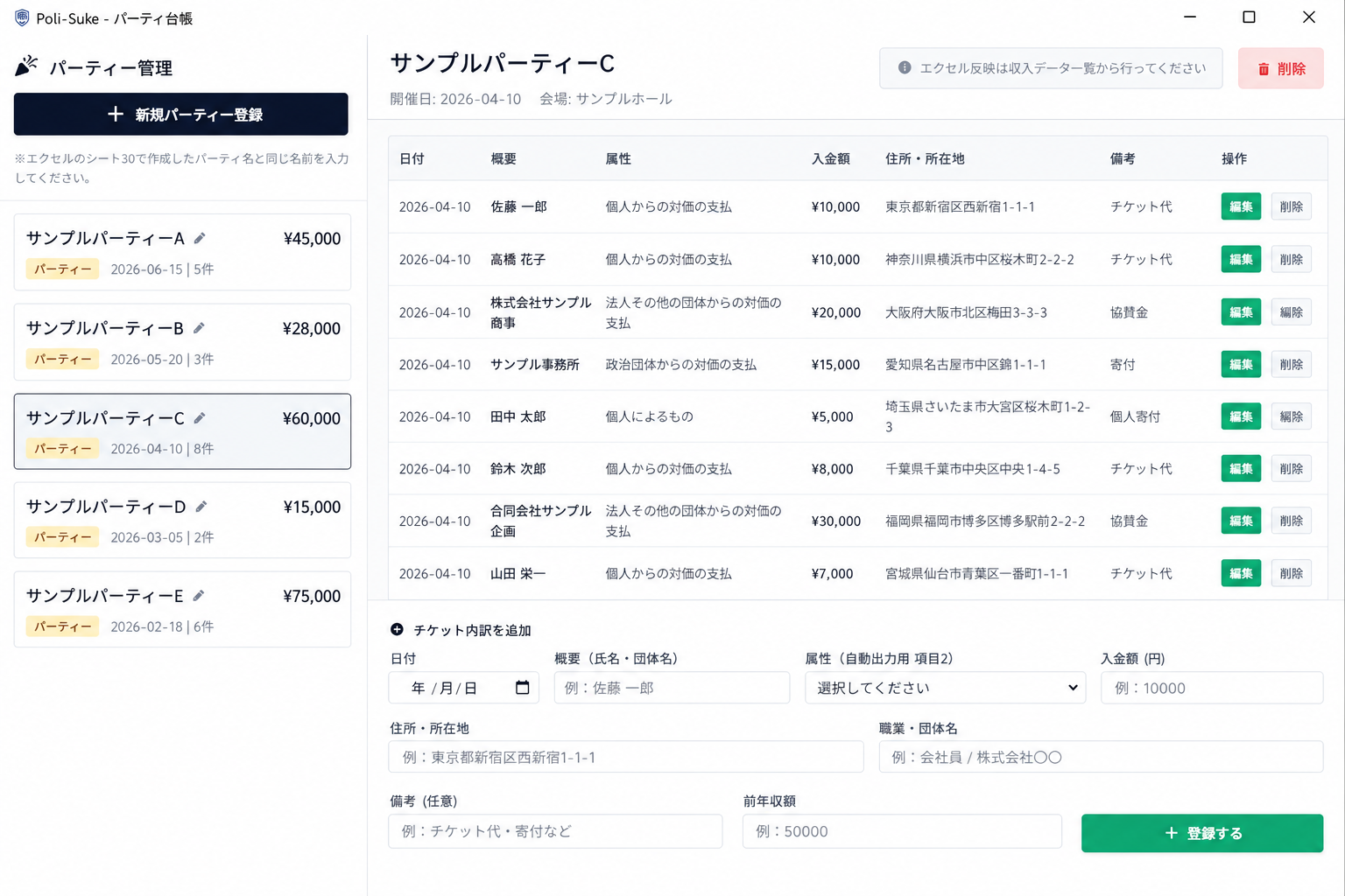 パーティー管理